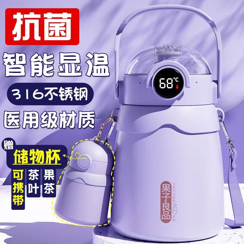 316不锈钢大肚杯吸管保温杯上班族女生高颜值大容量水壶儿童水杯