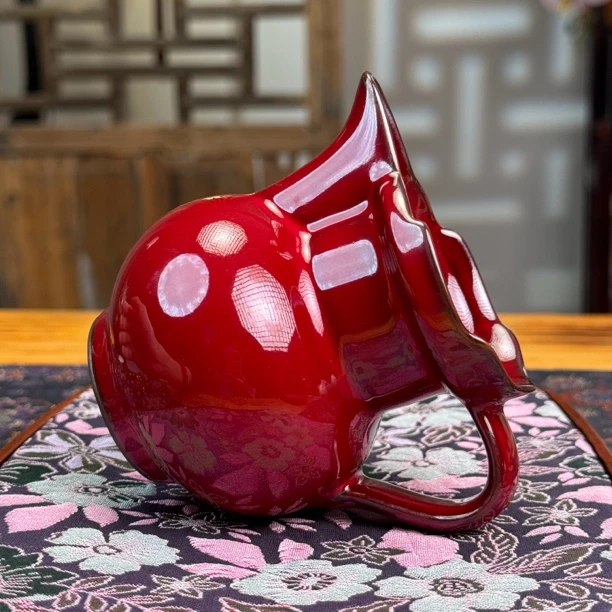 四海【石榴裙中国红公道杯】高温陶瓷公道杯茶海分茶器容量130ml