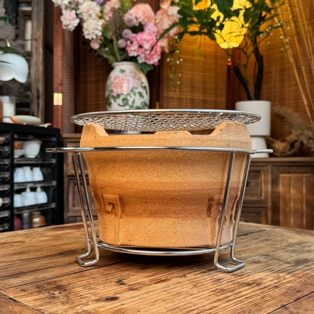 围炉煮茶爆款【潮州耐火泥烤炉四件套】买烤炉送架子+烤网+内层