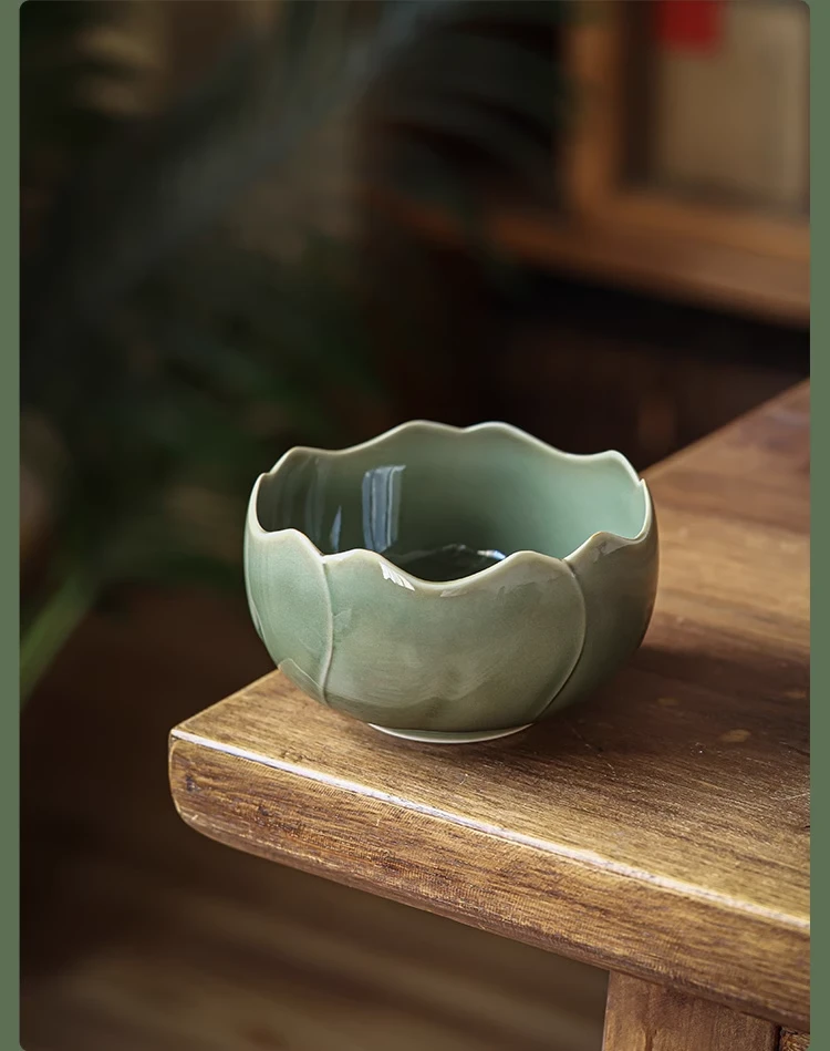 【越青茶洗】越窑青瓷大号茶渣缸高端茶洗茶具配件围炉煮茶具建水缸