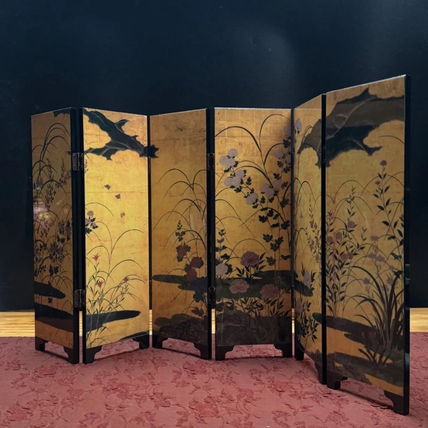 四海新品【烤漆桌面屏风】实木烤漆工艺桌面小屏风茶空间摆件