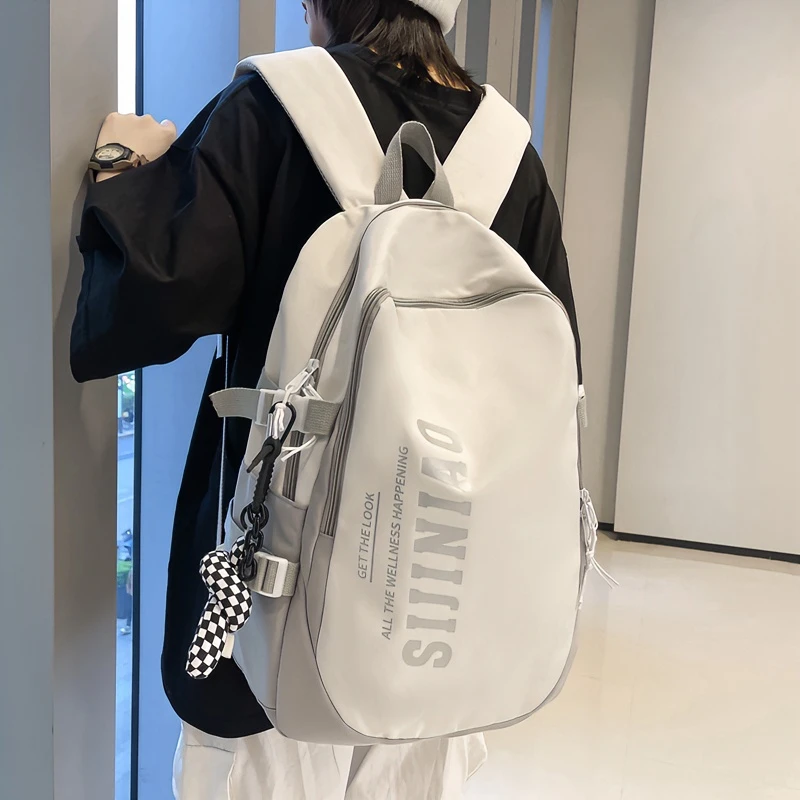 初高中生书包女大容量双肩背包简约大学生双肩包女森系风潮酷百搭
