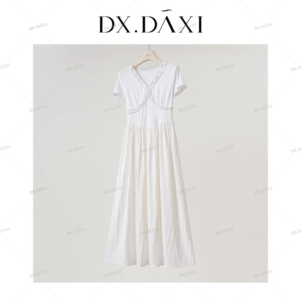 代大喜【花序甜心】气质显瘦轻奢女装连衣裙夏季新款优雅白色长裙