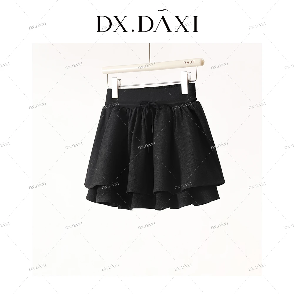 代大喜【布蕾啵啵】黑色蛋糕裙半身裙女夏A字裙高腰短裙蓬蓬裙
