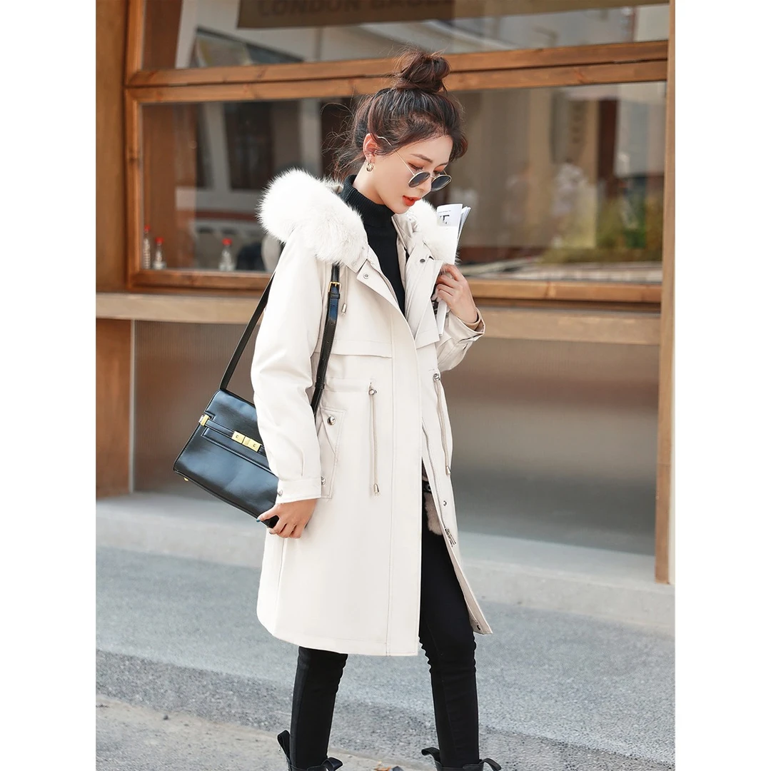 【XWI/欣未】2023冬装韩版新款时尚加绒加厚收腰洋气外套派克服女