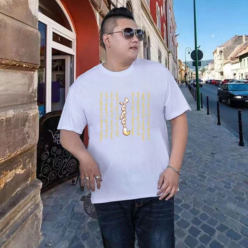 大码蒙古元素男士纯棉短袖夏季休闲半袖潮流印花圆领新款纯棉T恤