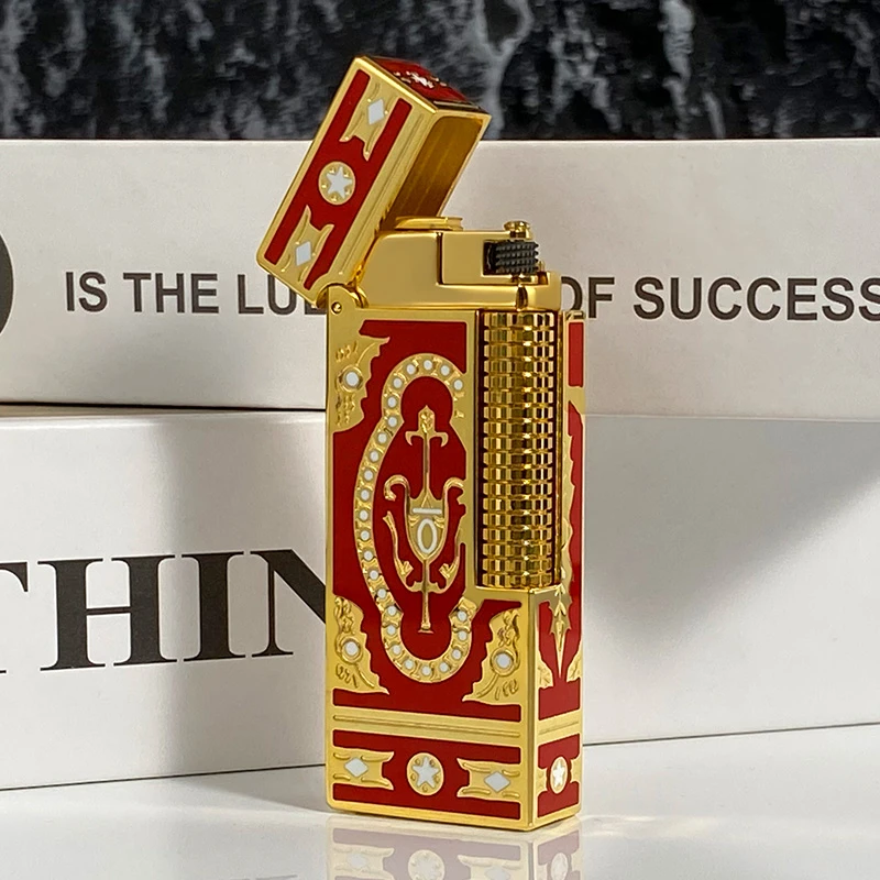 神骏G窄版五面珐琅小细支雕花打火机黄铜砂轮气打火机精致耐用