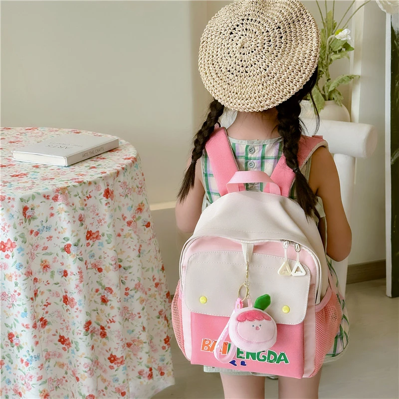 可爱撞色百搭女童小背包幼儿园书包时尚小男孩宝宝双肩包洋气休闲