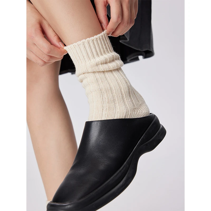 休闲时髦｜YANGMA袜子女经典粗针袜子日系堆堆袜棉加厚中筒袜秋冬