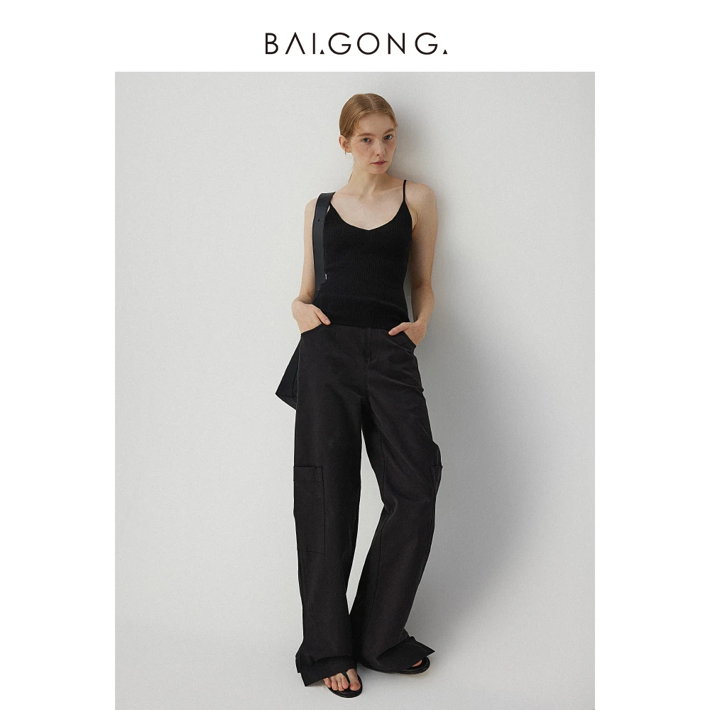 白弓BAIGONG/纯粹收敛廓形工装裤33989X