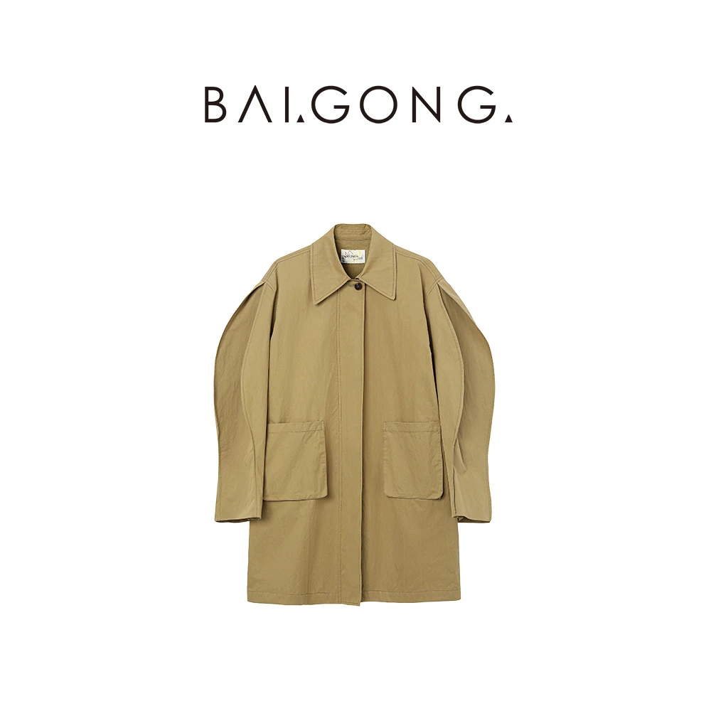 白弓BAIGONG/热烈无畏个性时髦立裁设计感风衣39039