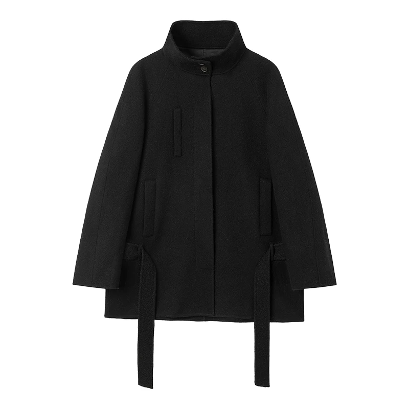 白弓BAIGONG/精致小翻领立体感双面呢外套39505X