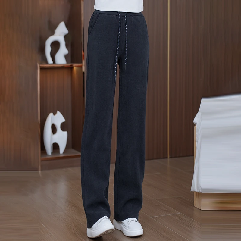 窄版阔腿裤子女2024秋冬新款高腰垂感直筒西裤宽松显瘦百搭休闲裤