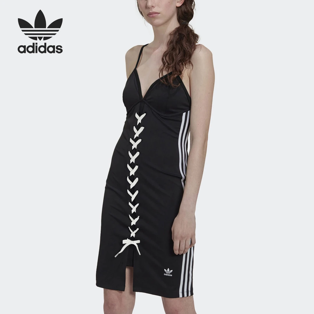Adidas/阿迪达斯正品三叶草女士时尚绑带修身连衣裙IP2160