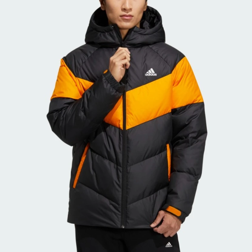 Adidas/阿迪达斯官方正品男子冬季保暖连帽运动鸭绒羽绒服 H20786