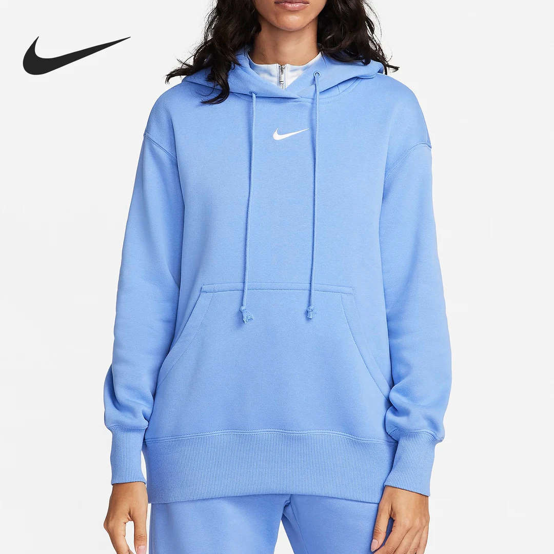 Nike/耐克正品2023新款女士加绒保暖运动连帽卫衣DQ5861-450