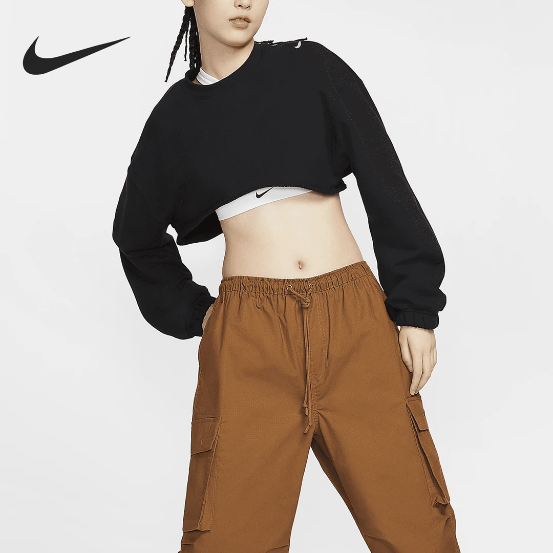 Nike/耐克正品2024新款女士圆领透气宽松超短卫衣FV7510-010
