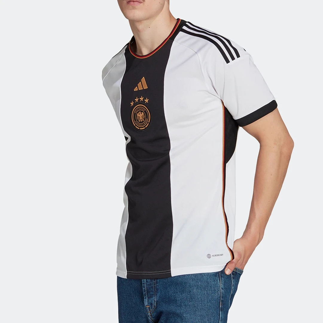 Adidas/阿迪达斯正品德国队球迷版男子足球短袖球衣HJ9606