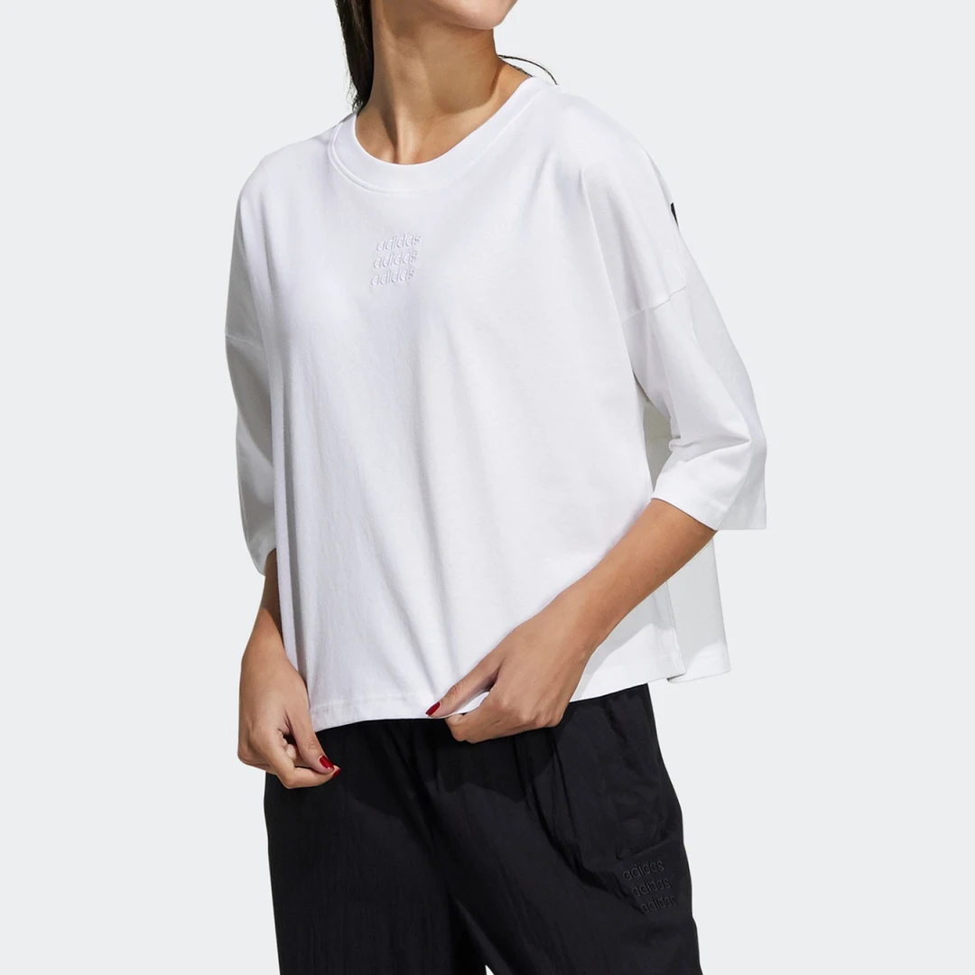 Adidas/阿迪达斯正品2021新款女款短款半袖夏季刺绣运动T恤GP5431