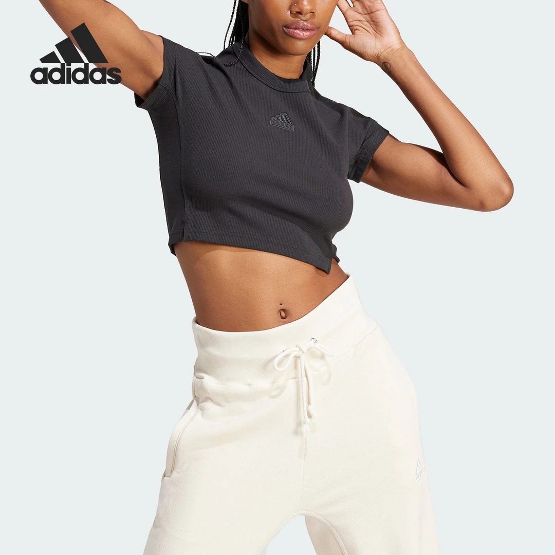 Adidas/阿迪达斯正品W LNG RIB TEE女士短款紧身短袖IT2547