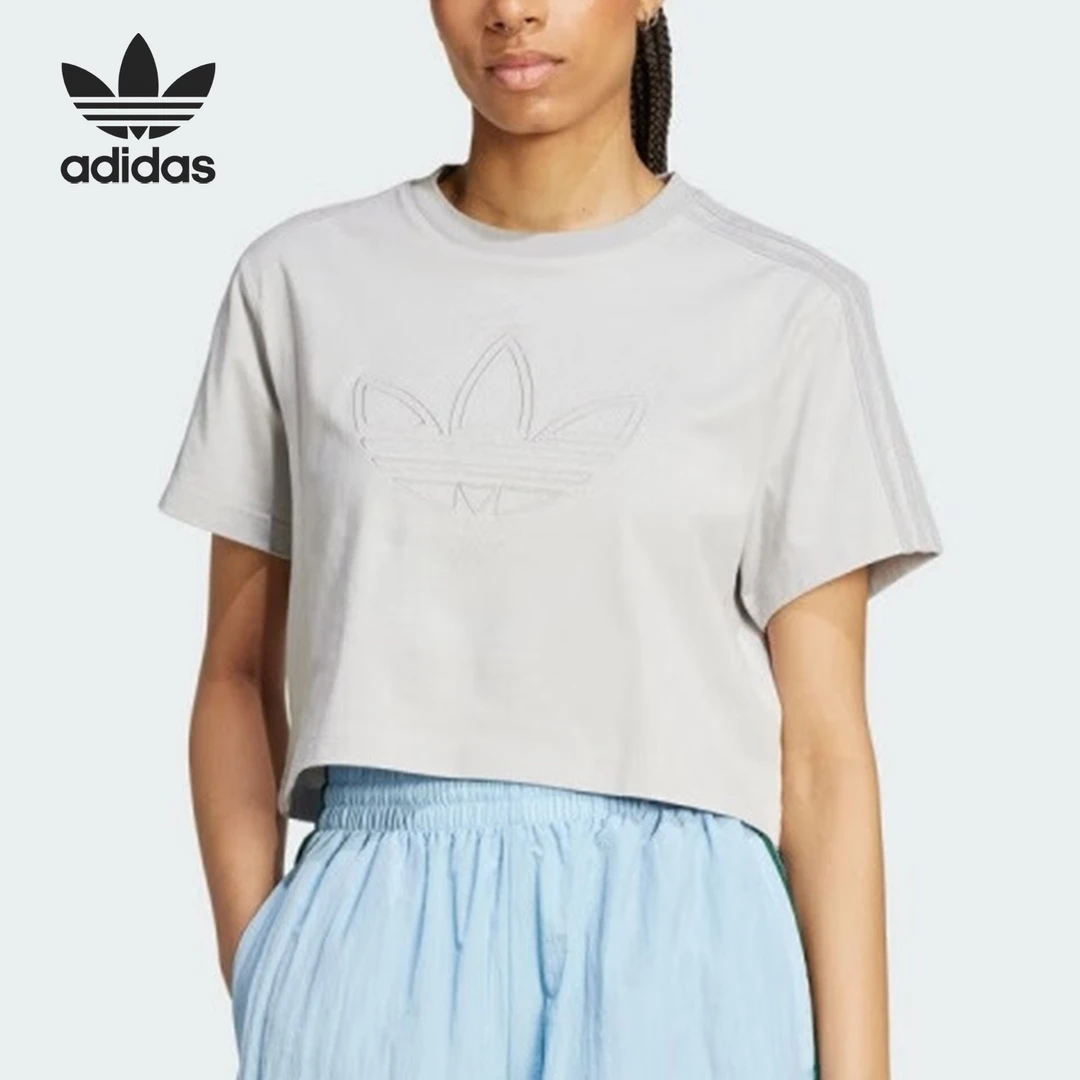 Adidas/阿迪达斯正品三叶草女士宽松针织圆领短袖T恤IY9505