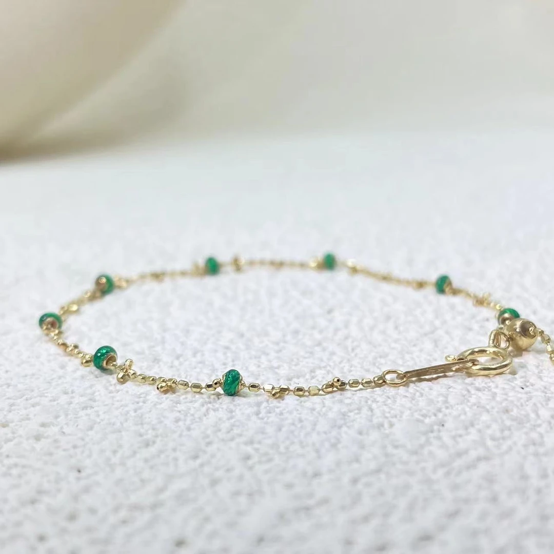 绿野仙踪｜18k金珐琅满天星绿金仙女百搭手链 Au750#18cm*8173*