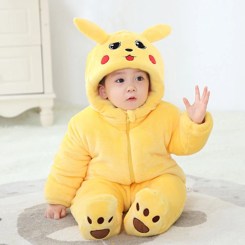 婴儿衣服秋冬装连体衣哈衣宝宝冬季加厚外出抱衣网红可爱动物爬服