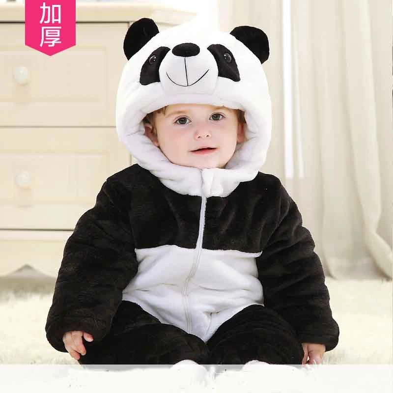 婴儿冬装连体衣宝宝抱衣秋冬夹棉加厚网红可爱动物造型外出棉衣服
