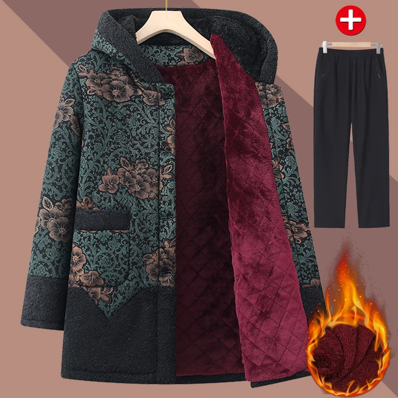 中老年人女装奶奶装冬季棉衣老太太加绒加厚棉袄妈妈老人衣服外套