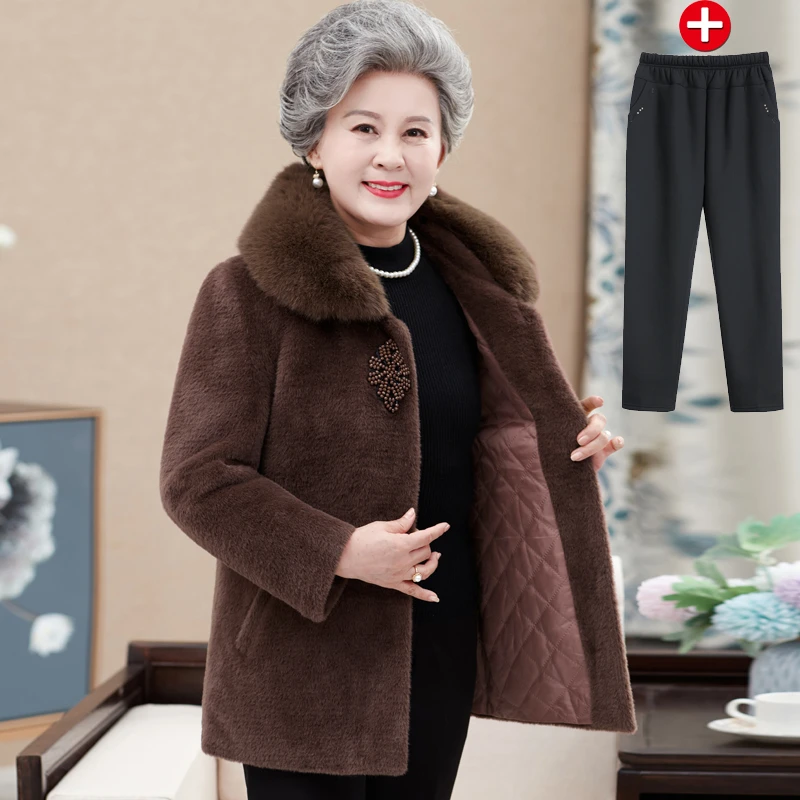 中老年人女装冬装外套老人妈妈大衣棉衣60-70岁80太太衣服奶奶