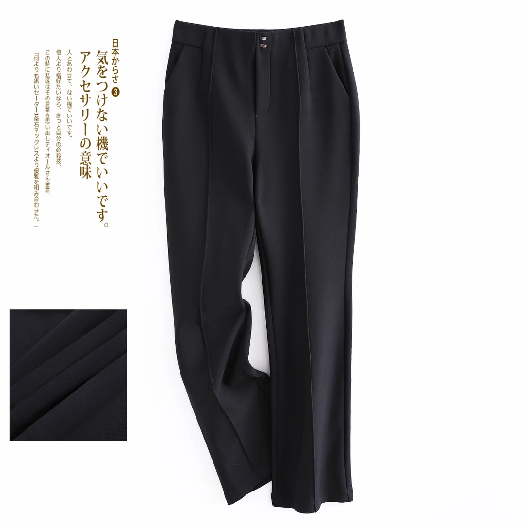 99636 品质柜货！精裁！时尚百搭加绒高腰微喇裤垂感显瘦百搭休闲裤