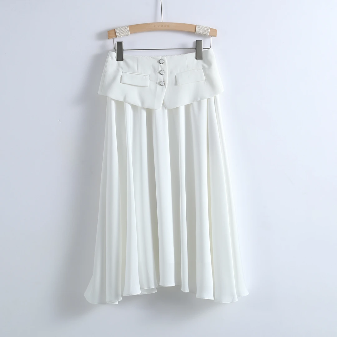 H-58116  门店750！高级时尚小心机设计感垂坠飘逸大摆气质半裙