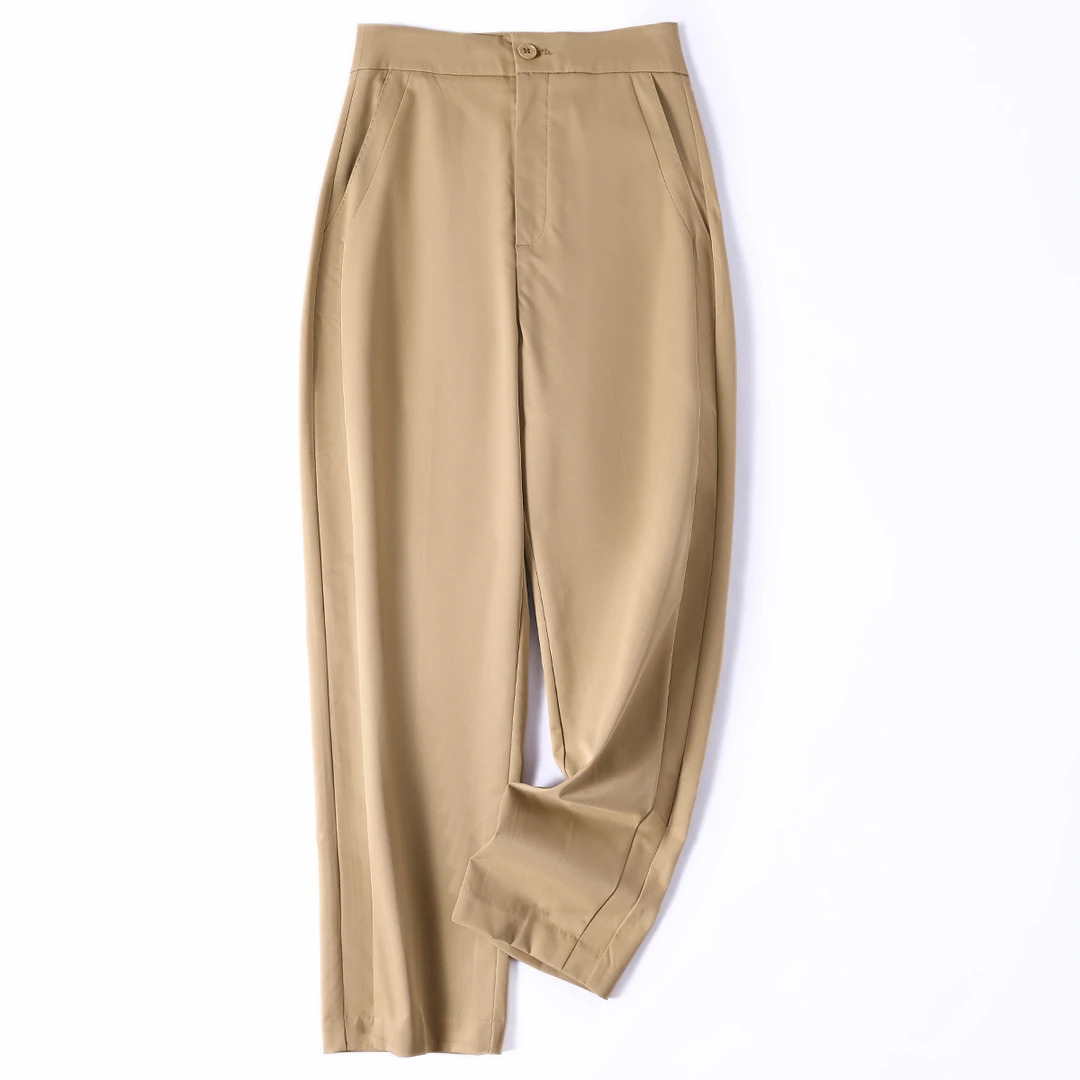 56020 品质柜货！精裁！柔滑肌理感精工西裤 高腰垂感女裤九分裤