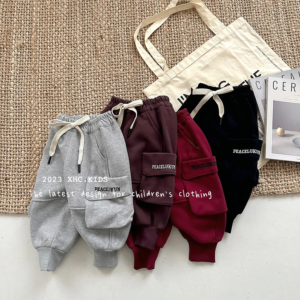 秋冬新潮童百搭韩版洋气宝宝加绒裤子 BNX-8150字母刺绣加绒裤