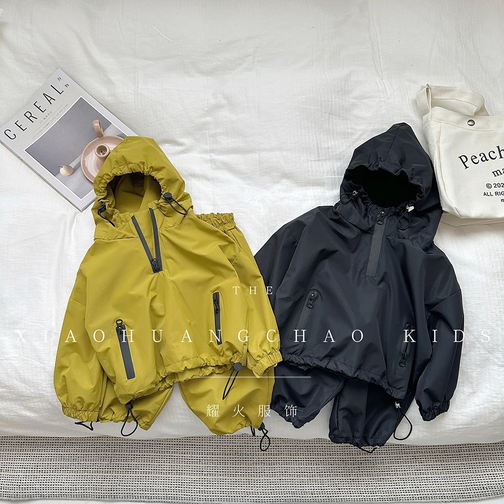 秋季新品潮童纯色百搭时尚户外休闲两件套   HCTZ-8301半拉链套装