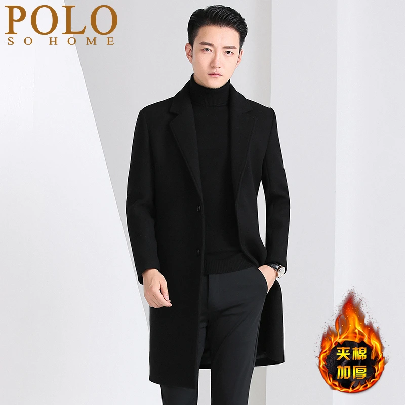 保罗秋冬毛呢大衣男中长款加厚高端羊绒风衣修身商务羊毛呢子外套