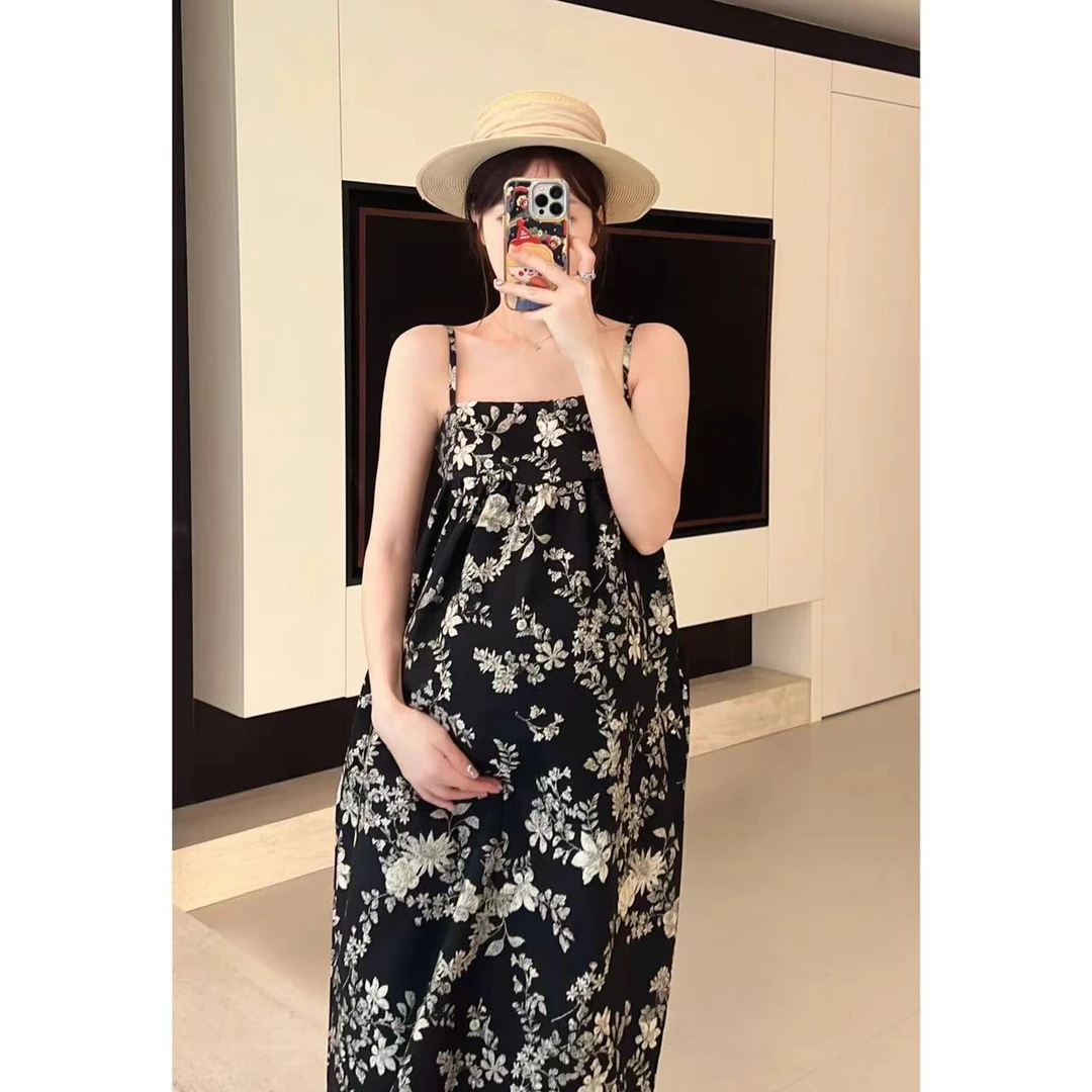 senenmu 赫拉小姐 提花吊带裙夏季新款口袋连衣裙孕妇装小众