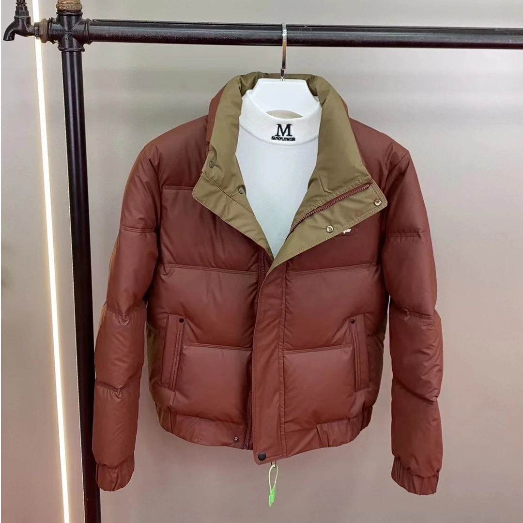 男士短款棉服时尚休闲潮流保暖立领冬季百搭男款立领修身简约棉衣