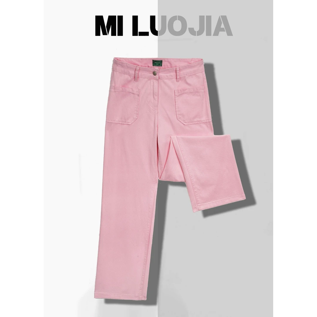 D36002小个子高腰显瘦铅笔裤直筒裤新款高品质INS春季窄版牛仔裤