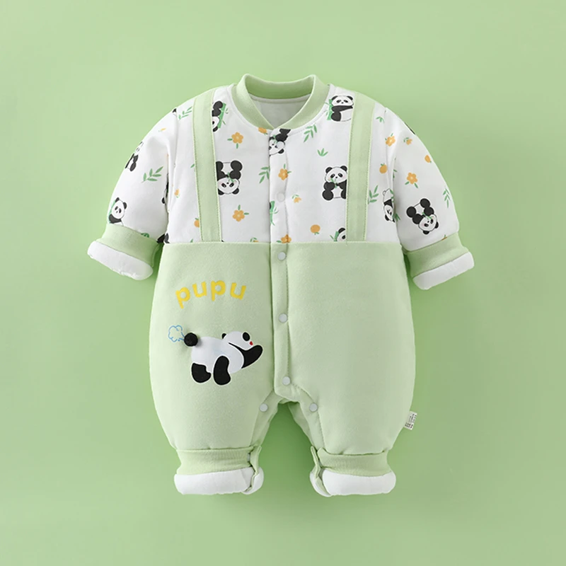 可爱婴儿衣服冬款加棉高颜值新生儿保暖连体衣宝宝冬天外出服棉衣