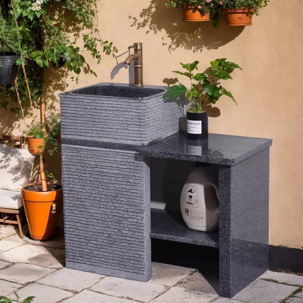 石雕手艺人 精品石雕天然石材洗手池墩布池洗衣池