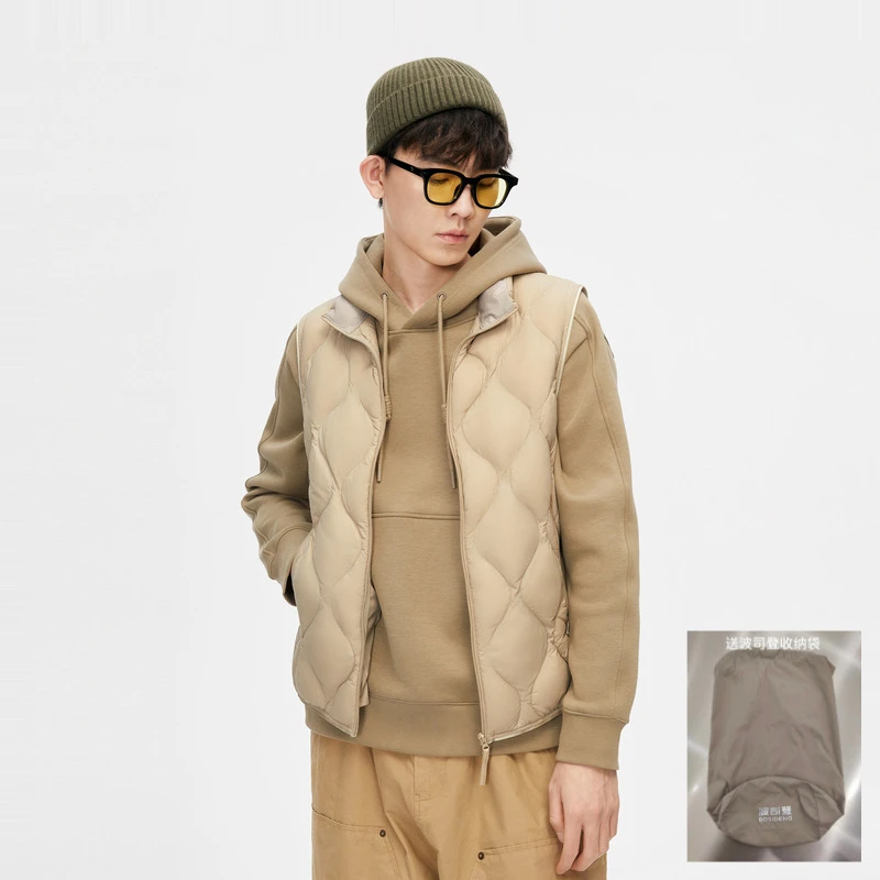波司登2023款秋冬季菱格纹轻暖立领百搭休闲保暖无袖羽绒服1001W