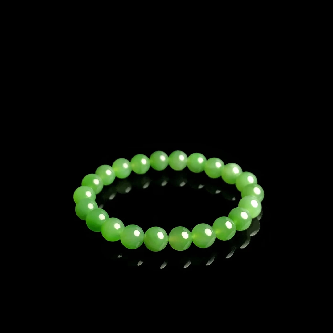 【鸿坤】慕夏|碧玉苹果绿无黑点7-8m单圈手串HTK077多样性发货