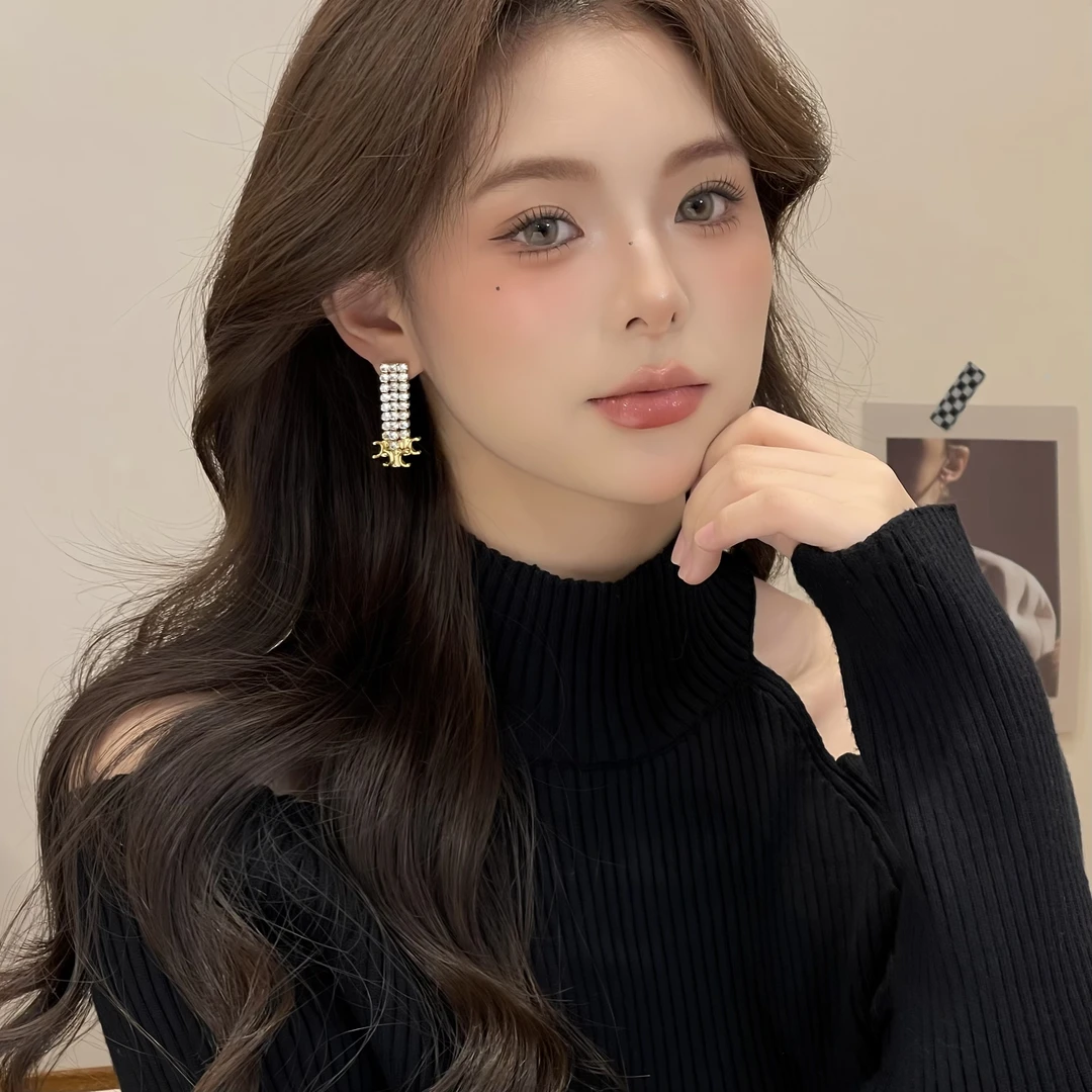 925银针耳饰 W468简约流苏耳钉百搭高级时尚轻奢