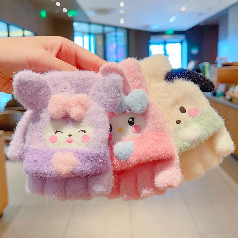 可爱半指儿童保暖手套小学生男女童6-12岁加厚宽五指套秋冬季护手