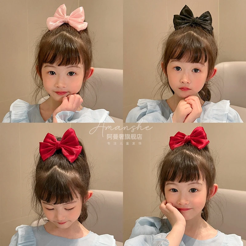 儿童甜美蝴蝶结高马尾盘发夹女孩公主丸子头发卡新款儿童夹子头饰