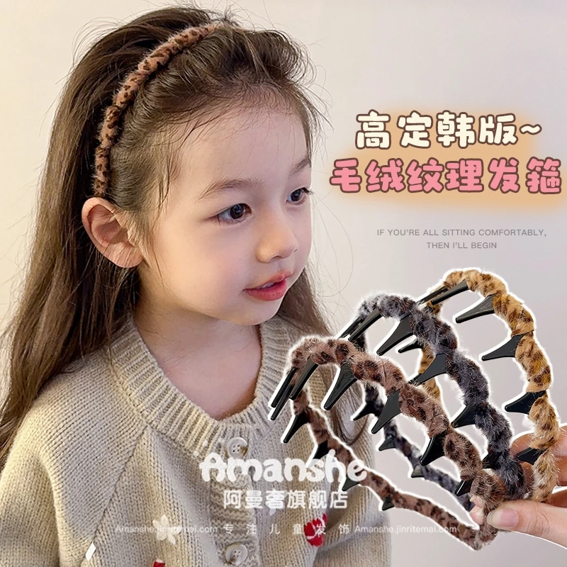 韩国儿童复古豹纹发箍新款儿童头箍带齿防滑小女孩高颜值蓬松发饰