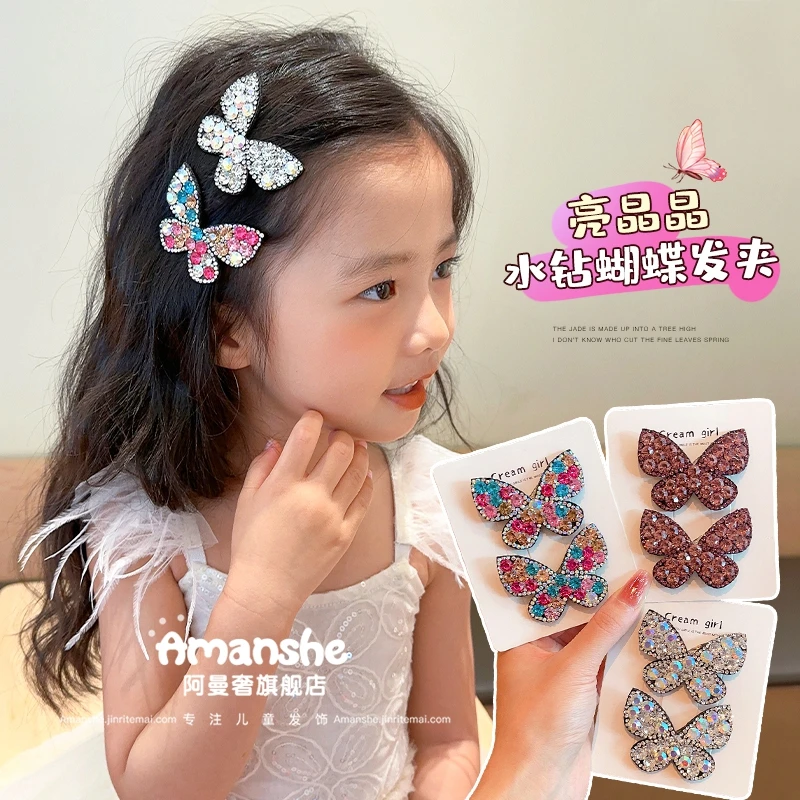 儿童亮片蝴蝶发夹小女孩刘海碎发夹发饰后脑勺bb夹女童新夹子发卡