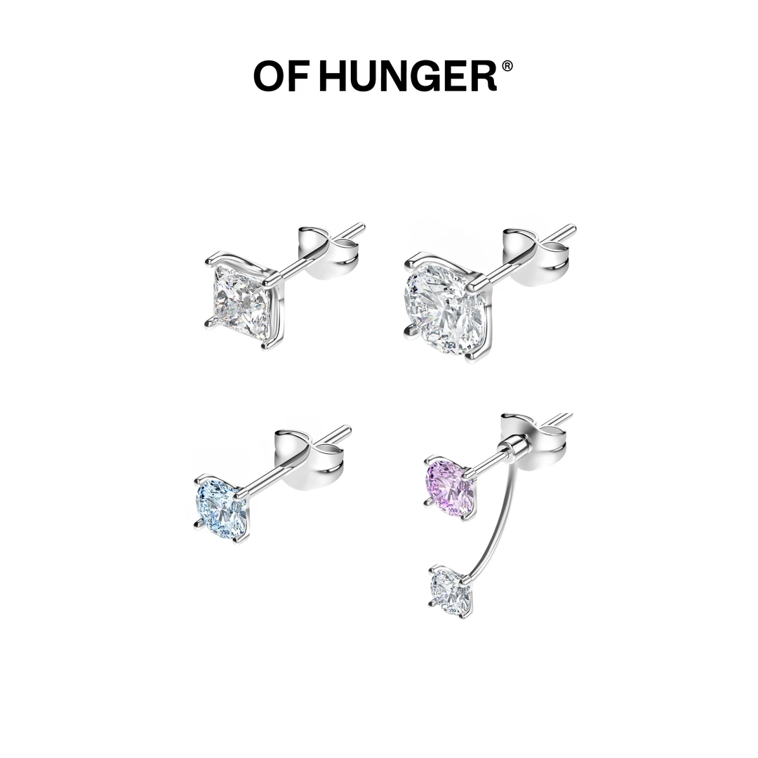 OF HUNGER 铜合金锆石耳饰 配套穿搭耳钉2套耳环锆石镶钻气质