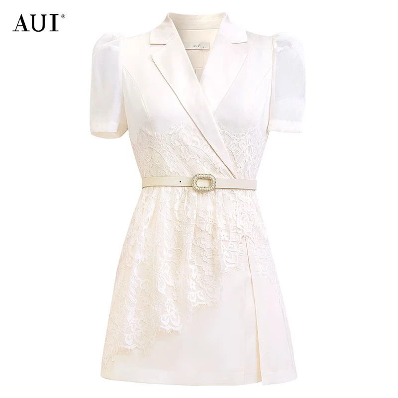 《粉丝专属》AUI杏色职业小西装外套短裤套装气质两件套-WLD020978